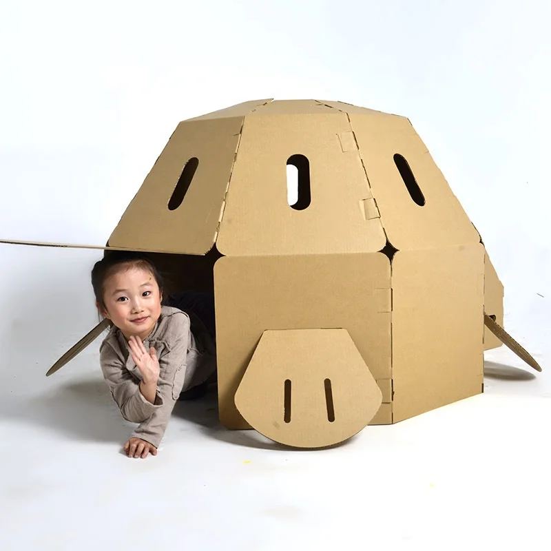 Kids DIY dinosaur cosplay suit toy pretend cardboard doodle toy