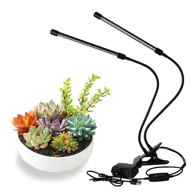 LED four head plant grow lamp with remote control USB 5V 40W full spectrum clip 80LED growing light