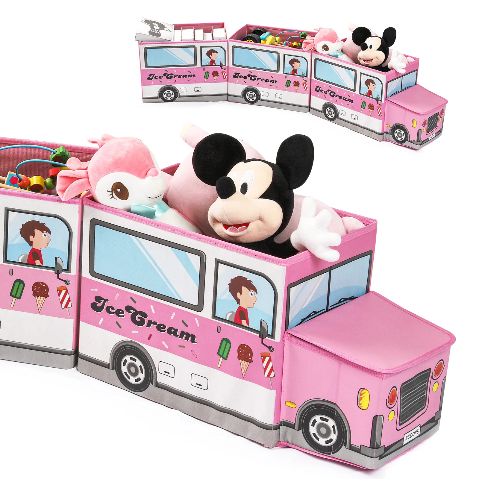 
Pink train dustproof lid kids toy storage cabinet toys organizer storage kids home use folding box 