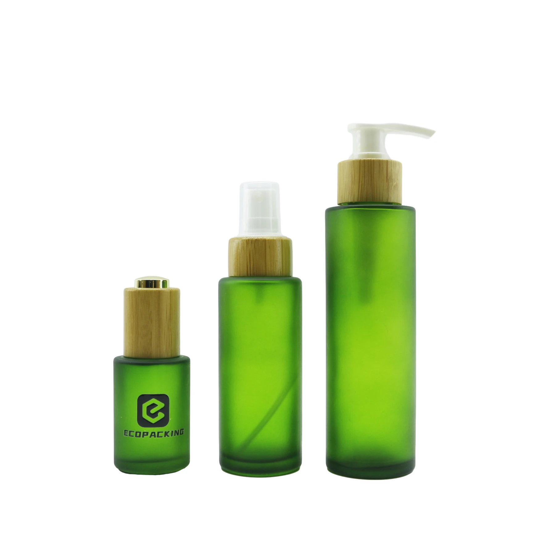 Frosted Green 30ml 50ml 60ml 100ml 150ml Cosmetic Packaging Face Body Serum Foundation Glass Lotion Pump Bottle