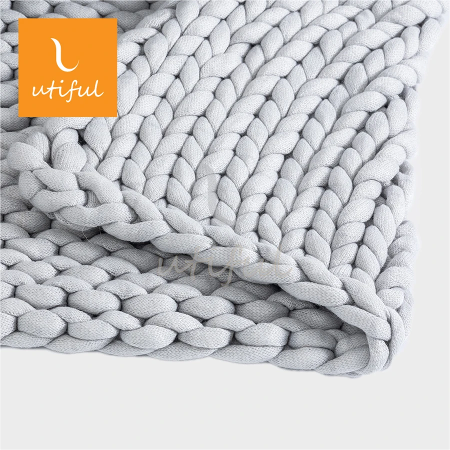 Soft Yarn Knitted Blanket Machine Washable chunky handmade Cable Chunky Knit Blanket Throw