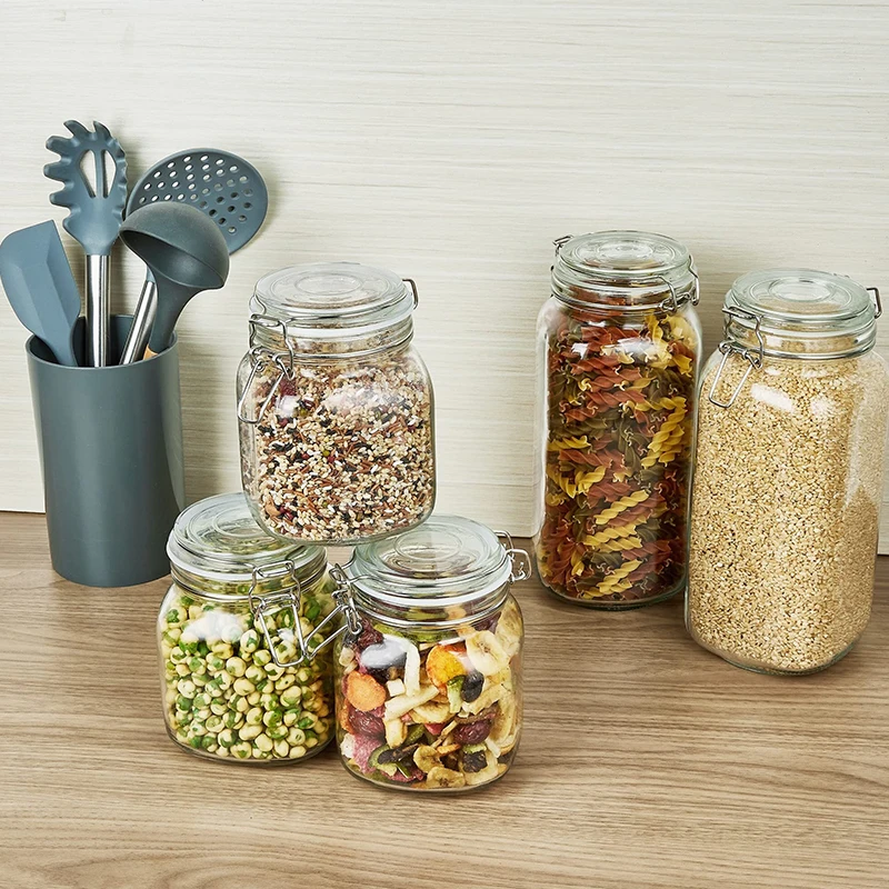 Ready-to-stock wholesale transparent glass sealed jars Honey, nuts, seasonings, grains sealed Packaging jars