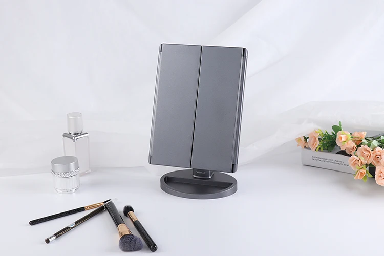 C&C Custom Triple Foldable 1/2/3X Magnifying Smart USB Lighted Led Makeup Touch Cosmetic Mirror Makeup Vanity Mirror With Lights