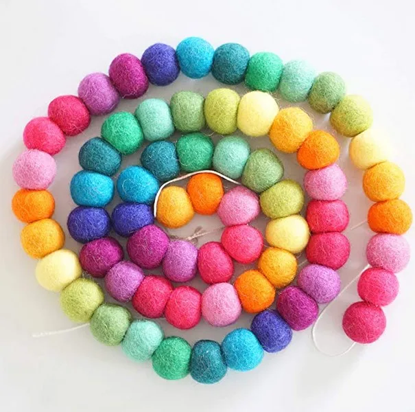 Colors Wool Felt Ball Pom Pom Garland for Christmas Tree Garland