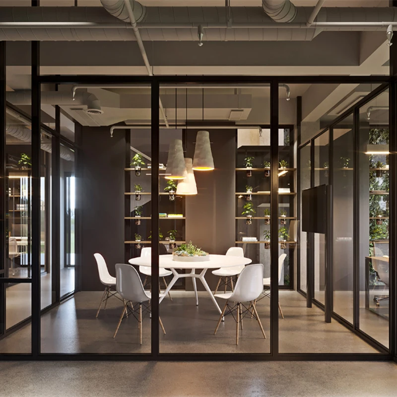 Современные маленькие офисные перегородки с алюминиевой рамой стеклянные стены