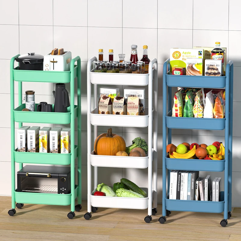 Portable 3 Tiers Household Bathroom Cleaning Product Storage Rack Holder Shelving Units Kitchen Plastic Hand Trolley Cart