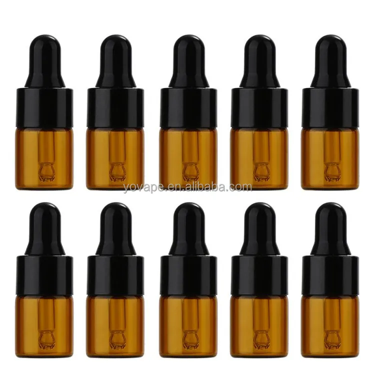 Fast shipping & free sample Mini size clear amber 1ml 2ml 3ml 5ml massage essential oil dispensing glass dropper pipette bottle