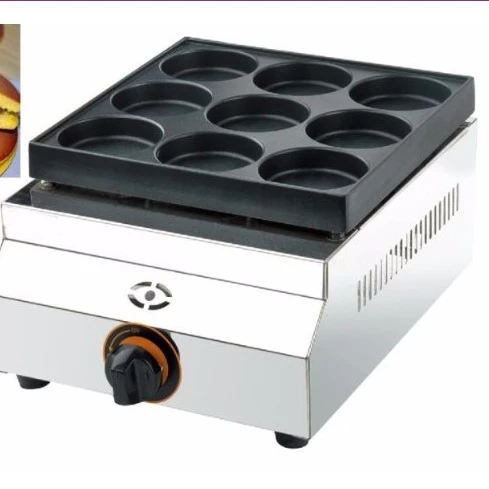 LPG Gas Type 9 Holes  Hamburger pancake machine/Egg Waffle maker