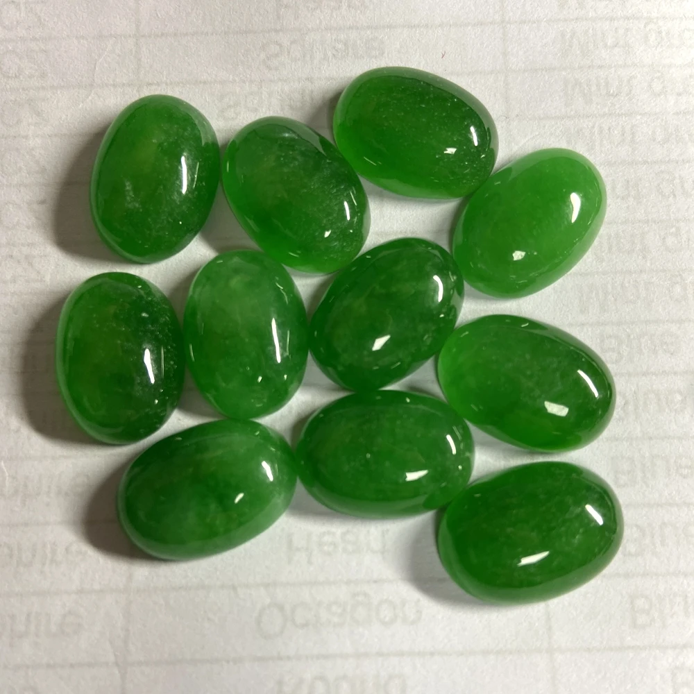 
HQ GEMS Natural Green Myanmar Jadeite Loose Gemstone Flatback Cabochon Beads Burmese Jade Stone Price  (60420864808)