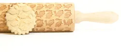 Christmas cookie dough stick engraved wooden embossed rolling pin for baking