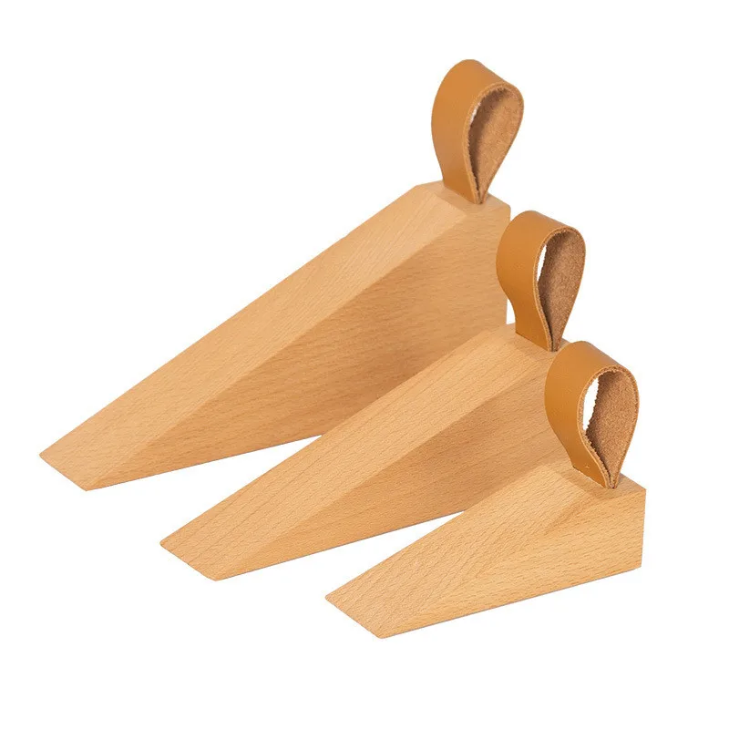 solid wood non slip walnut beech heavy duty security wooden door wedge stopper stops doorstop