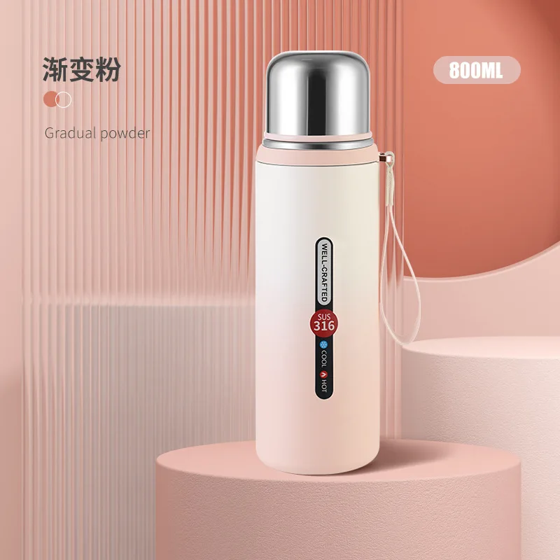 Gradient vacuum 316 stainless steel thermos cup Business advertising Gift water bottle  outdoor portable kettle office work cup