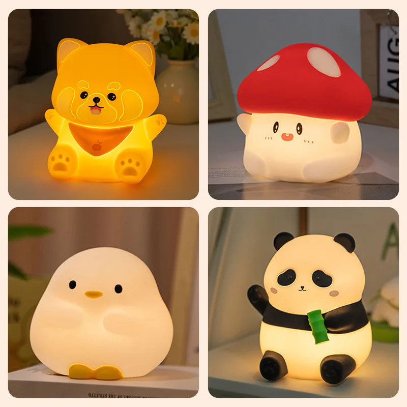 Silicone night light bedroom bedside charging mother and child with sleep pat light gift