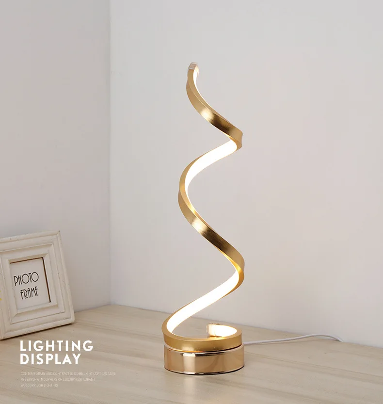 Modern simple spiral creative LED table lamp bedroom study bedside lamp smart touch learning desk lamp