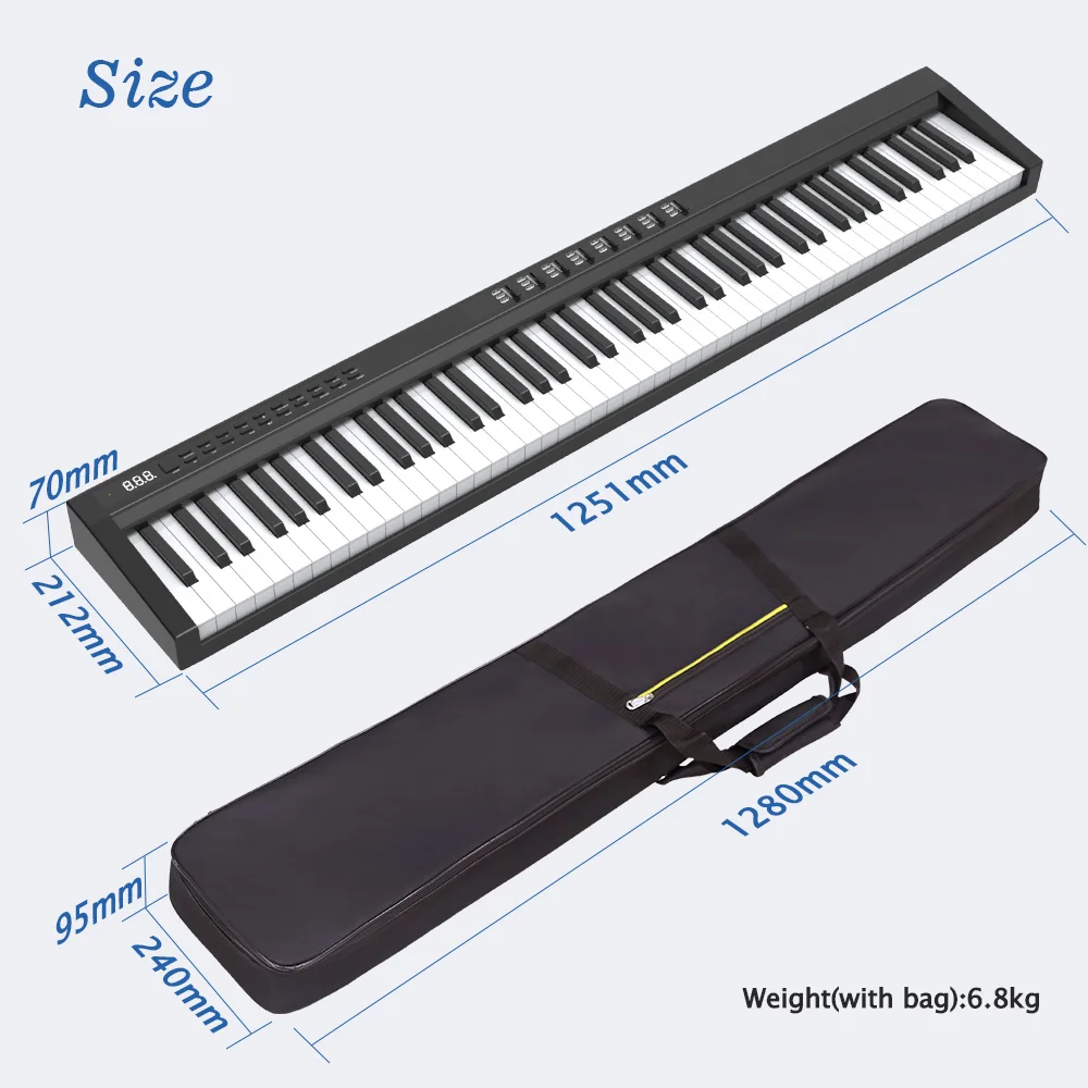 Музыкальный инструмент 88 взвешенный фортепианный USB-MIDI приложение MIDI фортепианная клавиатура контроллер синтезатор с педальным интерфейсом