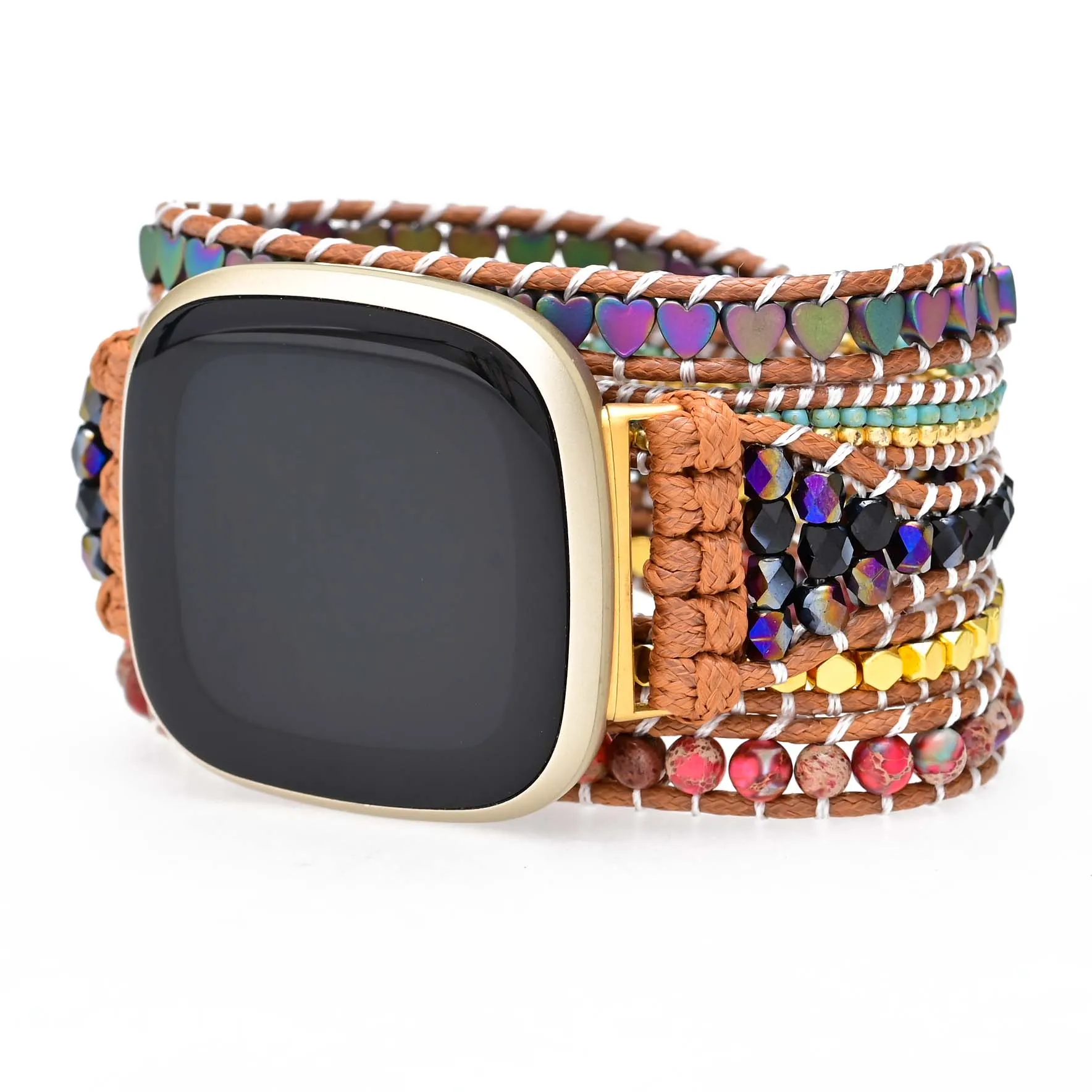 Handmade Beaded Replacement Watch Band for Fitbit Versa 3 2 1 Bohemian Style Retro Jewelry Bracelet Wristband 20mm 22mm