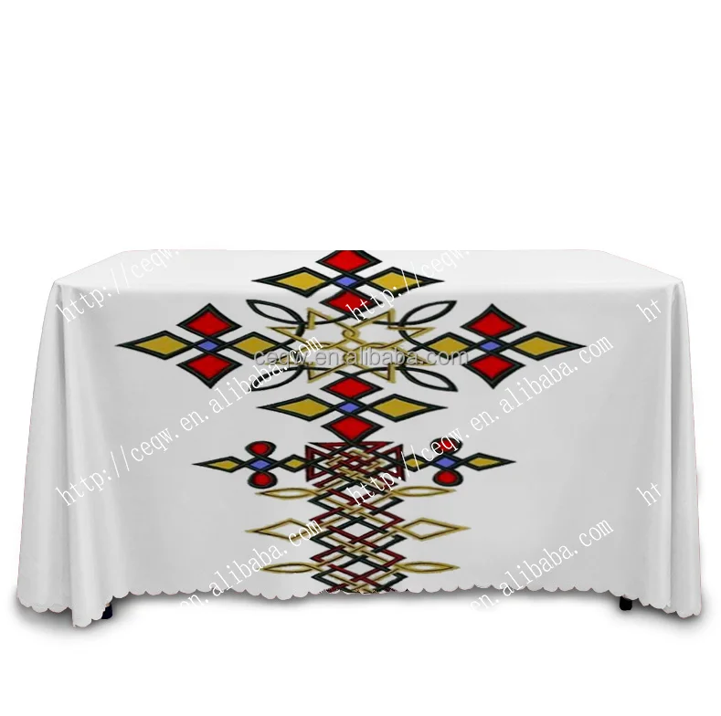 Custom Eritrean Ethiopian Tablecloth Cover Rectangular Clothes Waterproof Oilcloth on the Table for Dining Coffee  ceremony