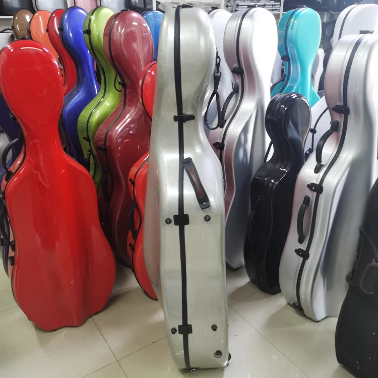 High Quality Custom OEM  colourful composite layers of fiberglass aviation foam and polycarbonate  cello case  4/4 3/4 1/2 1/4