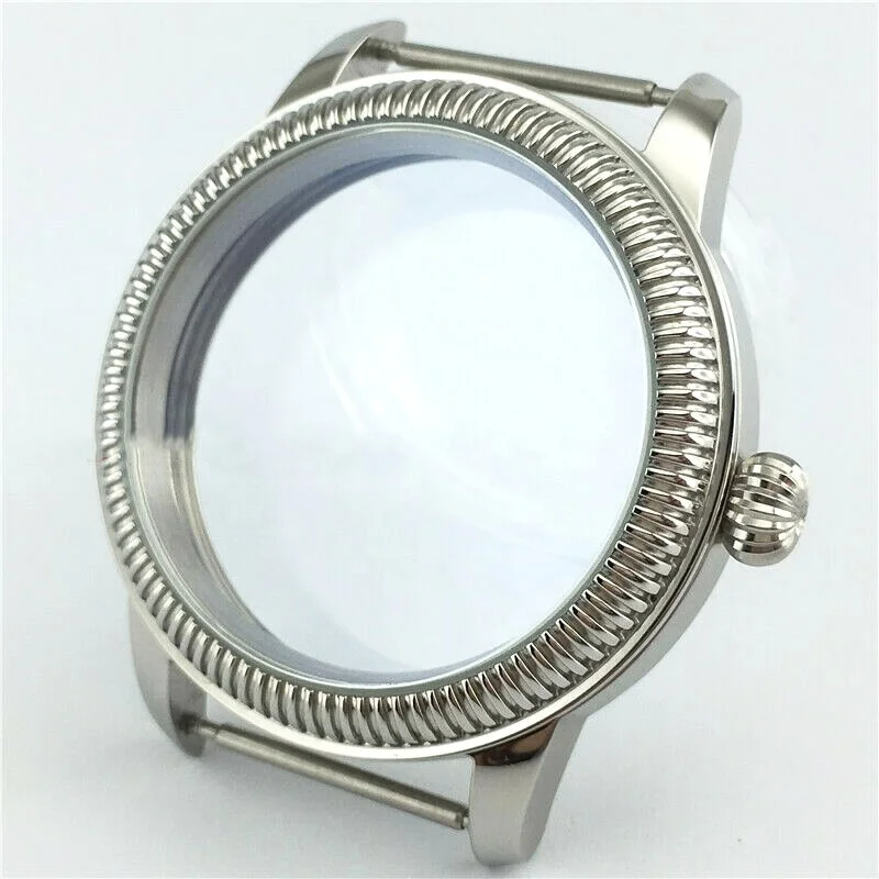 With Coin Bezel Fit For ETA 6497 6498 Hand Winding Movement  Size of 44MM Sapphire Glass Polished Stainless Steel Watch Case