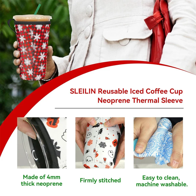 Custom Halloween Christmas Insulated Neoprene Cup Sleeve Reusable Iced Coffee Cup Sleeve