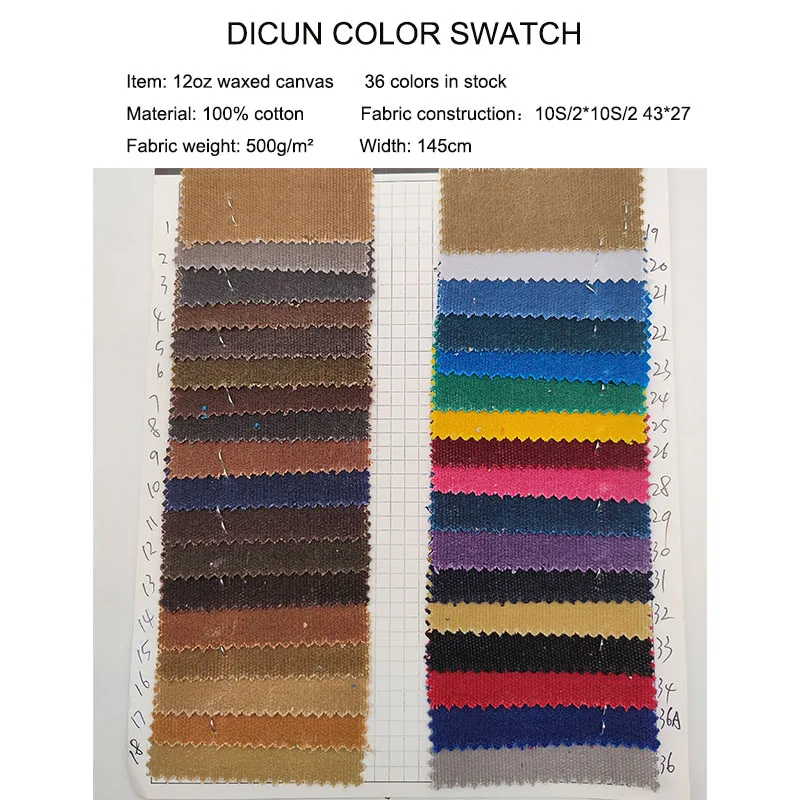 Breathable 12oz Oil Waxed Canvas Backpack Fabric Waterproof For Bag Making