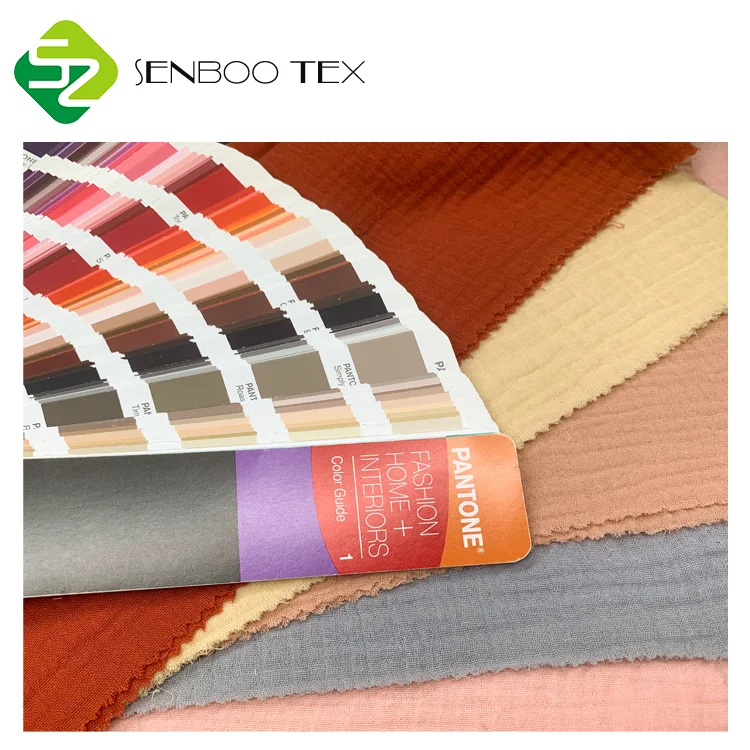 Soft WASHED organic 100% cotton baby double gauze muslin fabric woven for dress