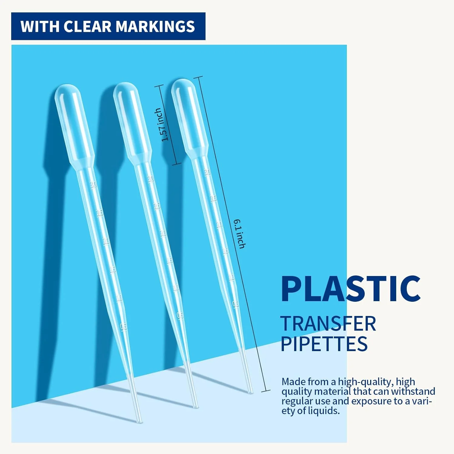CE  Laboratory 3ml Disposable Graduated Clear White Plastic Pasteur Pipette Graduated Transfer Liquid Dropper Pasteur Pipettes