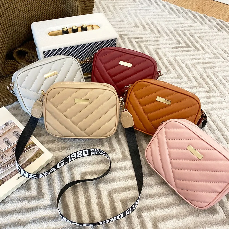 2024 Small Cross body Women Bags Leather Storage Camera Single Shoulder Satchel bag and Purses with Top Zipper and Wide Strap
