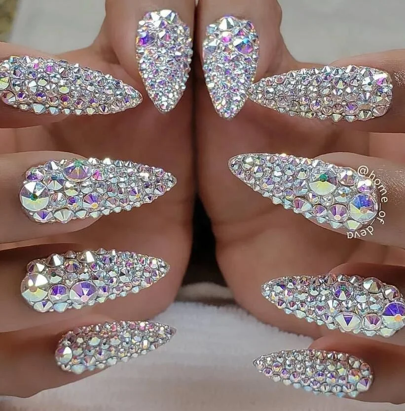 1440pcs AB/Clear Super Glitter Rhinestone ss3-ss16 Flat-Back Non HotFix 3D Glass Nail Art DIY Round Crystal Manicure Diamond