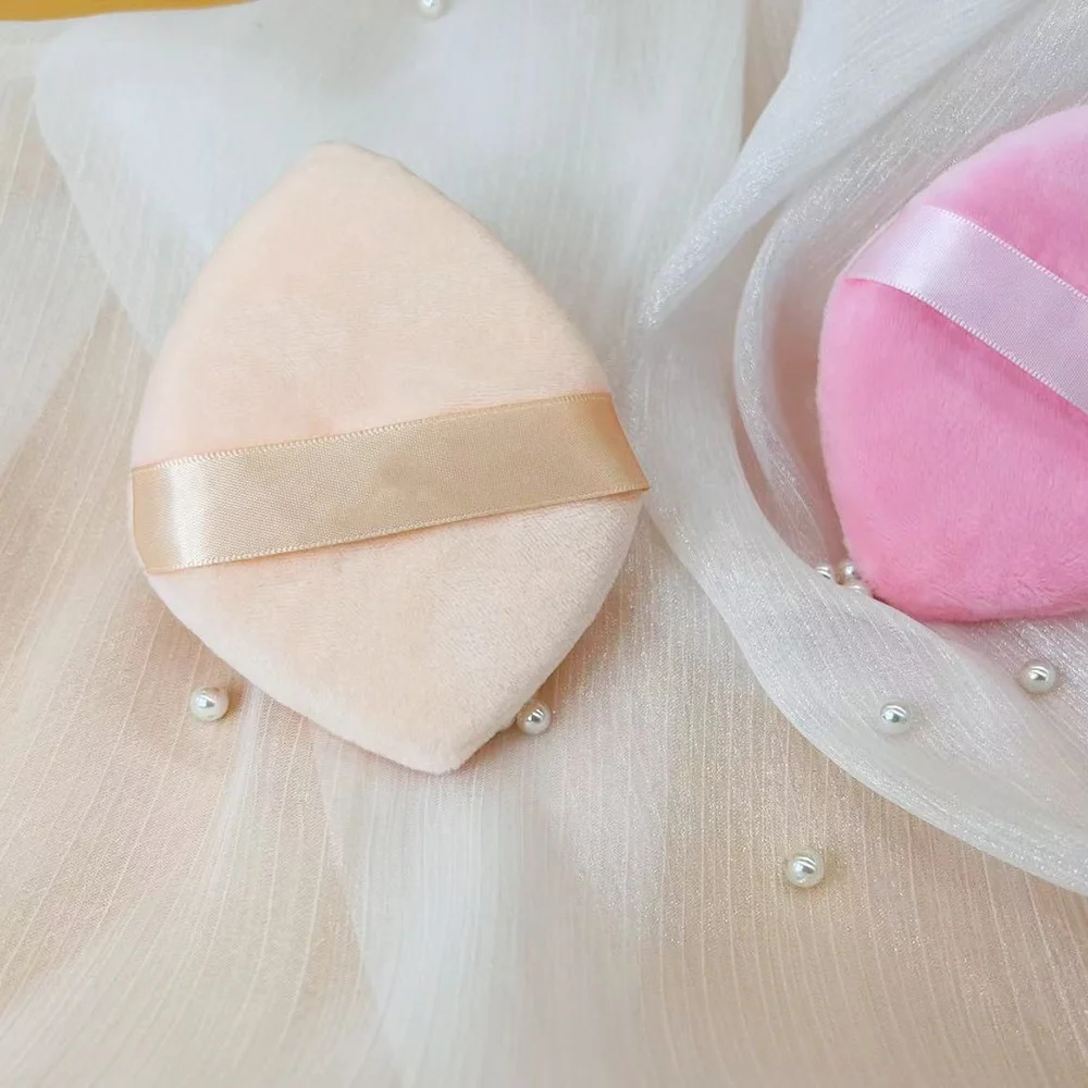 Luxury Diamond Shape Makeup Powder Puffs with Finger Pocket Private Label Large Nude Powder Sponges Custom
