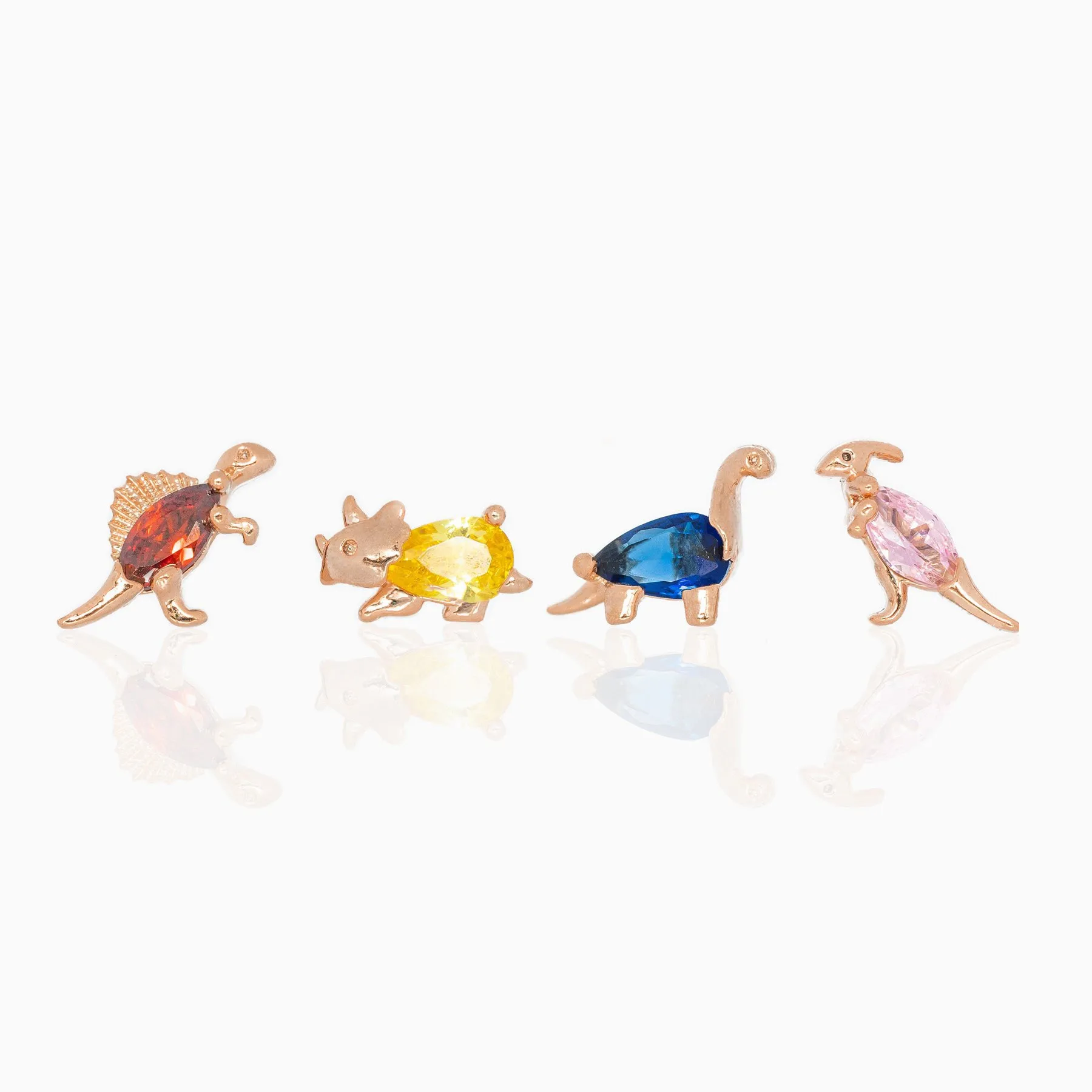  Mini animals earrings piercing jewelry stainless steel rod zircon forest series gold plated rotary ball