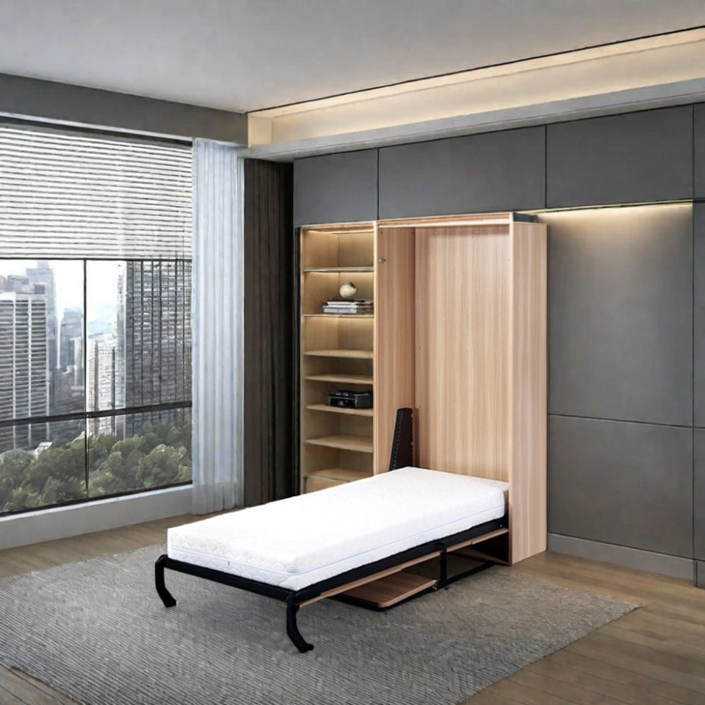 Easy Installation Strong Vertical Construction Space Saving Murphy Queen Wall Bed With Desk