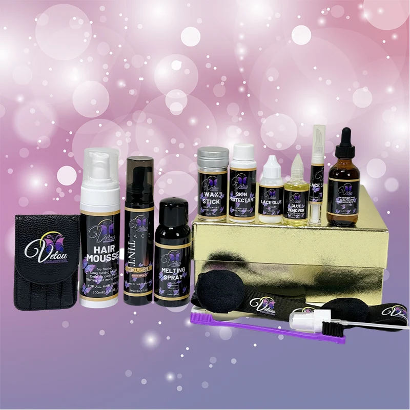 Hot Selling Private Label Lace Glue Remover Wax stick Melting Spray Lace Tint Spray Black Lace Wig Install Kit with Travel Bag