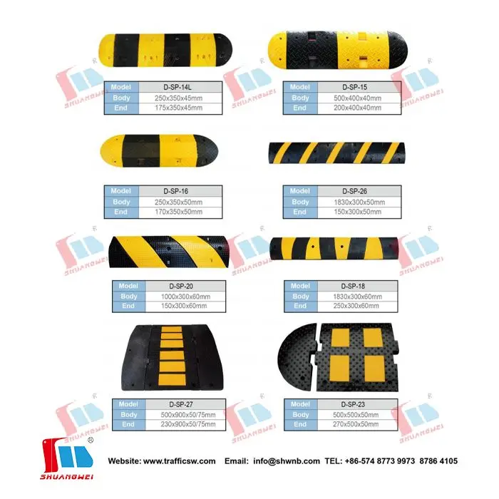 Car Roadway Heavy Duty Warning Pedestrian Crossing Surface Mount Vehicle Driveway Square Rubber Speed Hump For Limit Parking