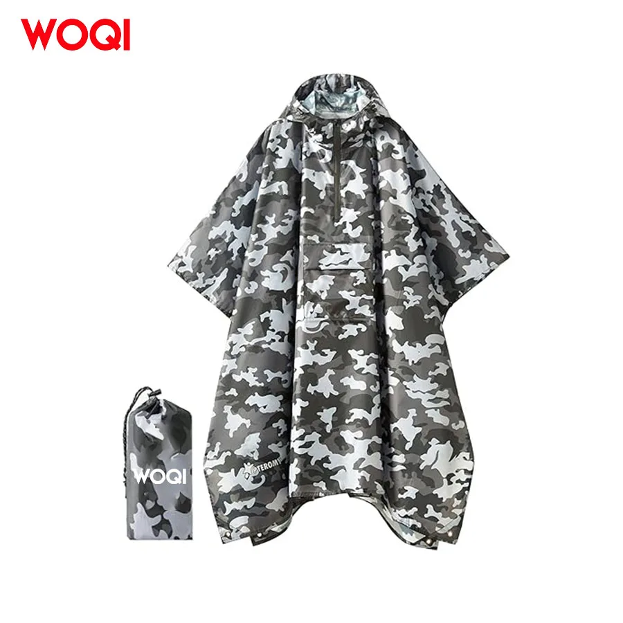 WOQI lightweight waterproof raincoat, tactical multifunctional cloak waterproof rain cover