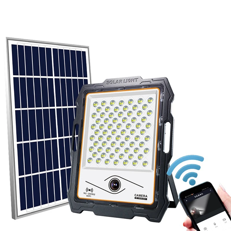 100W 200W 300W 400W Camera 1080P Aluminum Alloy Outdoor Garden Wall Mounted Monitor Led Solar Flood Light