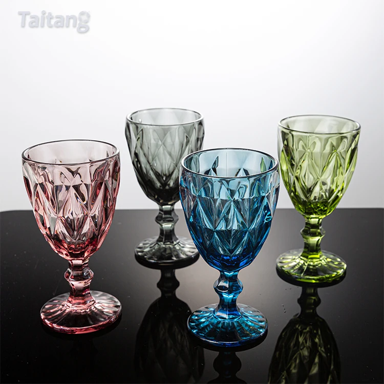 Colorful Goblet Vintage Style Green Color Drinkware Tall Glass Party Wedding Glassware
