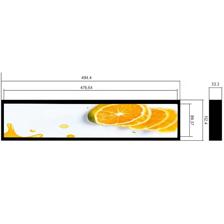 Ultra Wide Bar Stretched LCD 19 Inch TFT Monitor Long Thin Screen Strip Digital Retail Shelf LCD Displays