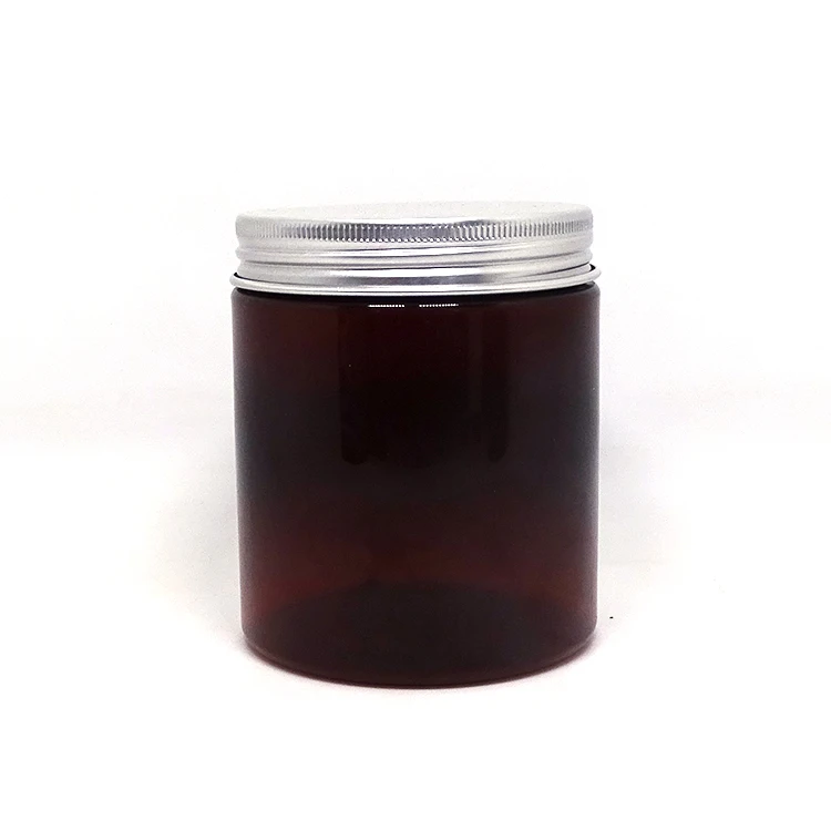 custom 100 200 ml 8oz 300 500 ml clear white black amber wide mouth cosmetic containers plastic pet jar with aluminum metal lid