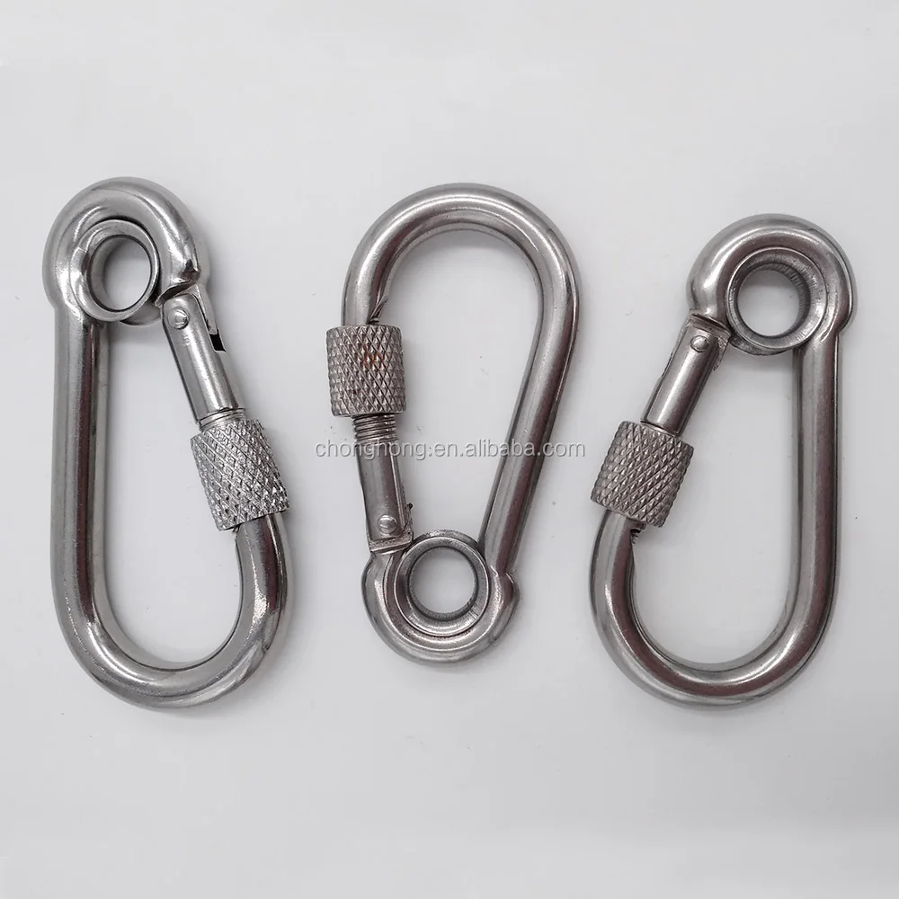 Heavy Duty Stainless Steel Eye Snap Hook with Screw Locking SS304 SS316 Carabiner Clip Spring Snap Clip Link Hooks
