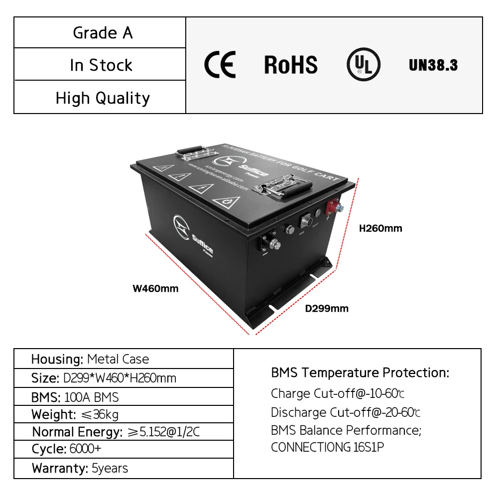 golf cart club car Lifepo4 Battery 48V 100Ah 105Ah 160Ah 200Ah 5KW 10KW for Lithium ion baterias recargables golf cart battery