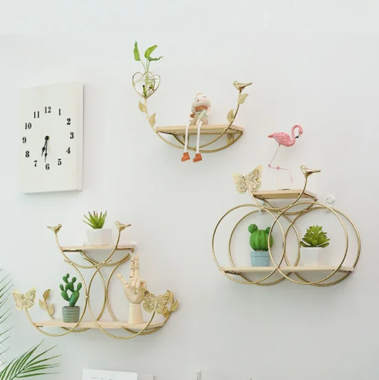 wholesale custom modern display bookcase simple storage solid wood rack floating hanging wall metal shelf