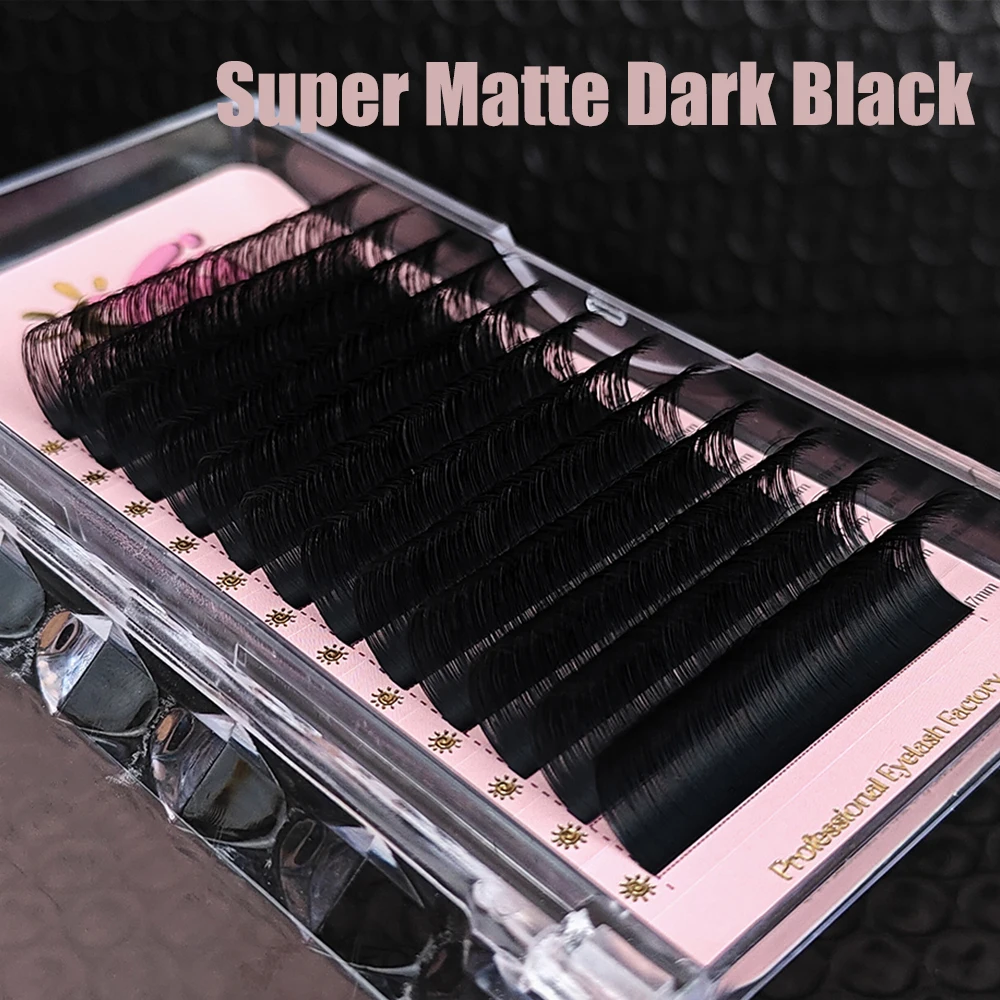 Wholesale Private Label Fluffy Cashmere Eyelash 03 Matte Dark Russia Volume Lash Extension faux mink Silk Lash Mix Tray Supplier