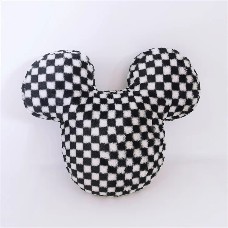 Decorative Throw Pillow Sofa Living Room Cute Animal Toy Cushion Plush Cushion checkboard Mickey Pillow