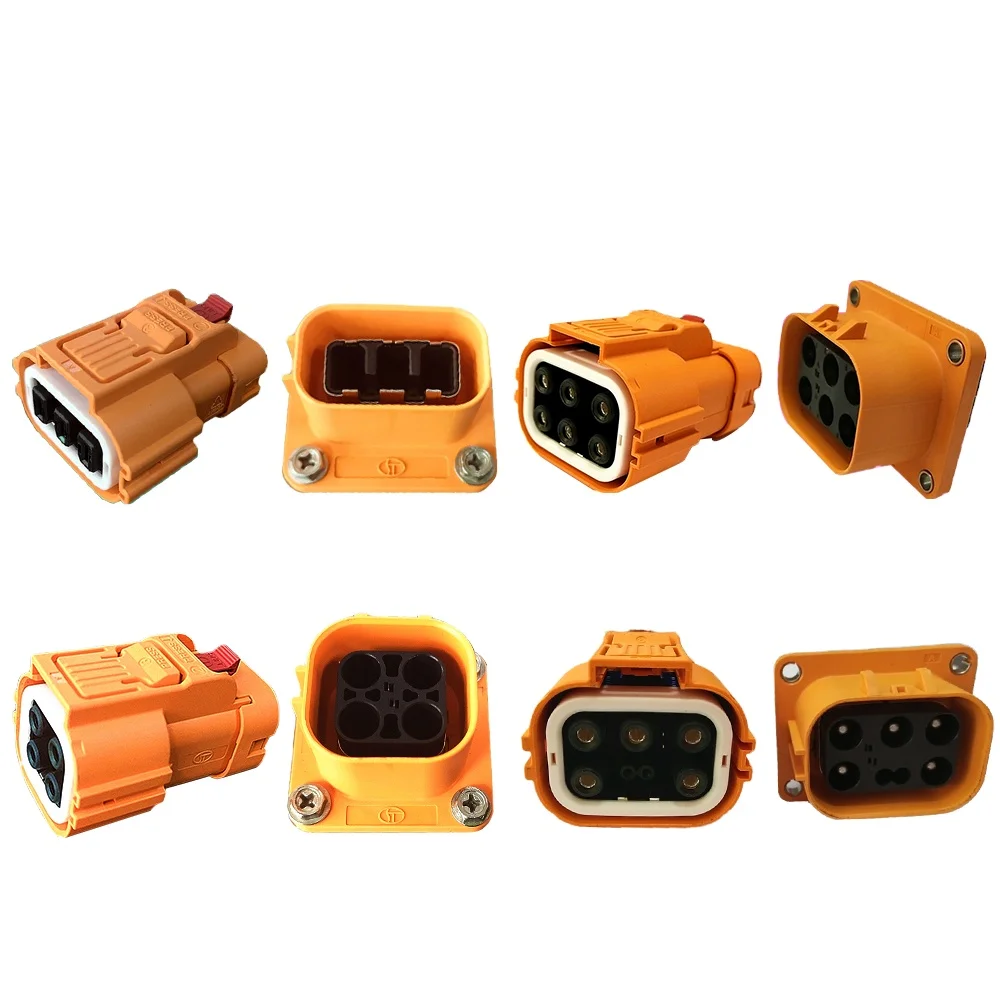 1 Set Plastic Shell High Voltage Current Connectors 5 Core Plug Socket New Energy Electric Vehicle Car 6 square mm For Cable