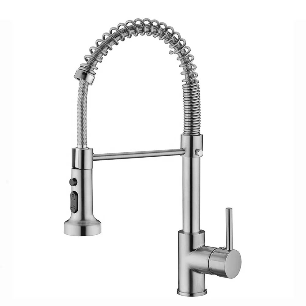Прямо поставка с завода 304 из нержавеющей стали выдвижной пружинный кухонный смеситель холодным и горячим распылителем краны для раковины