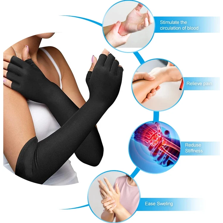 China Black Fitness Copper Infused Sports Gym Compression Long Anti Arthritis Work Lifting Gloves