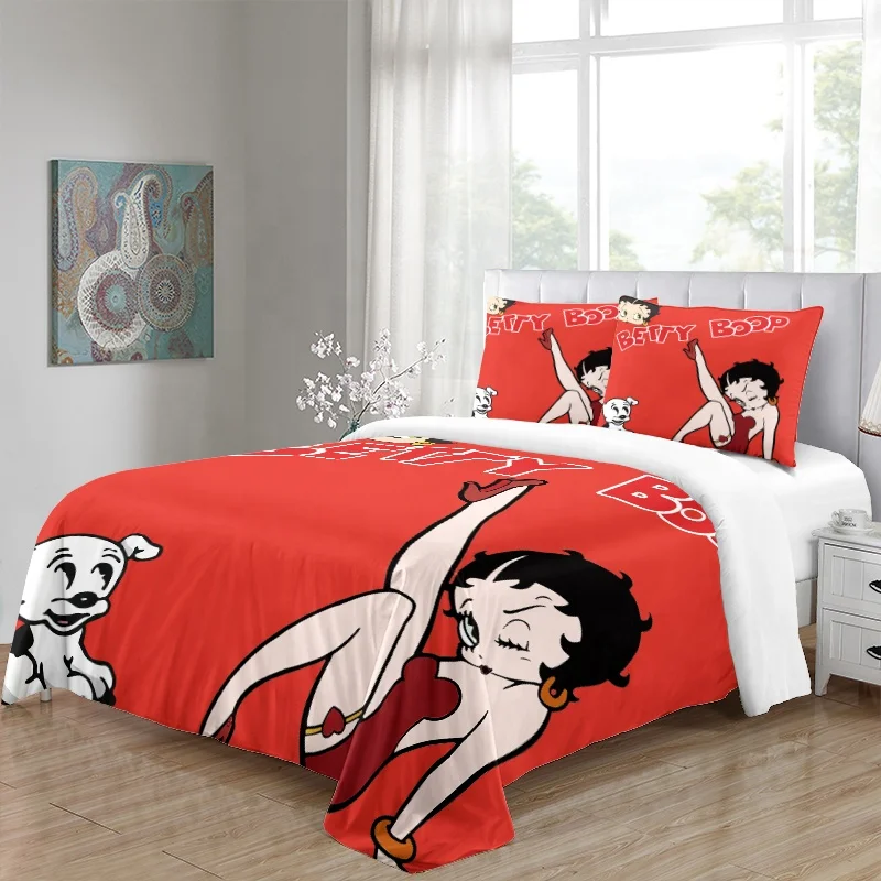 Комплект постельного белья большого размера 3D Betty Boop Новый американский для девочек пододеяльник