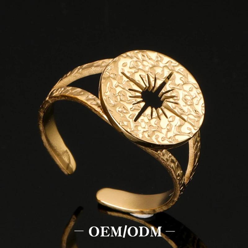 Popular Gold Plated Engraved Logo light Shape Eternity stainless steel signet