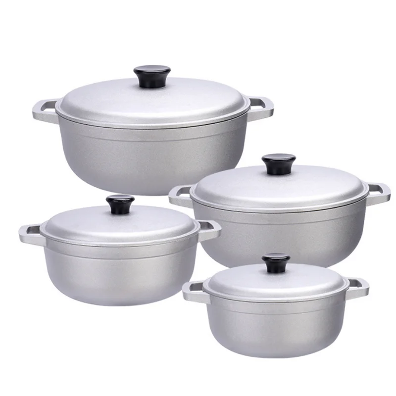 4pcs pot pan aluminum cookware sets Cauldron pot set sanding soup & stock cooking pots cookware set